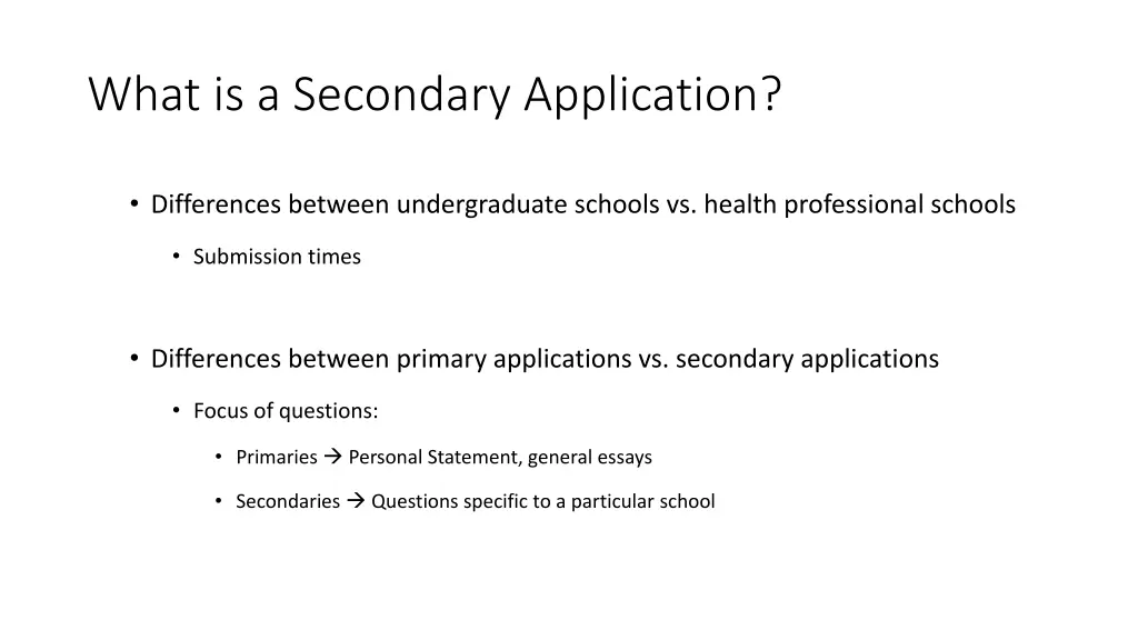 what is a secondary application 2