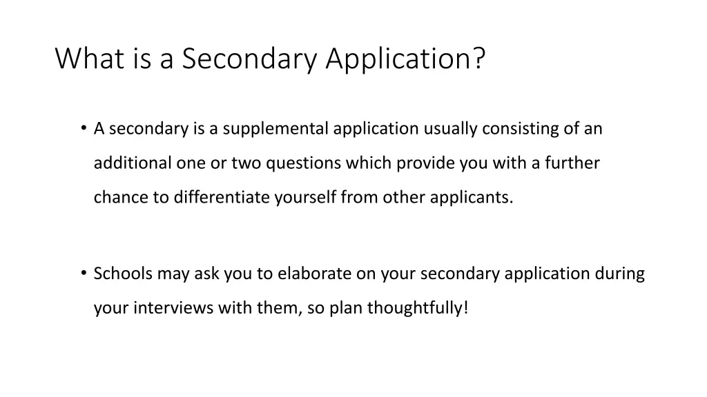 what is a secondary application