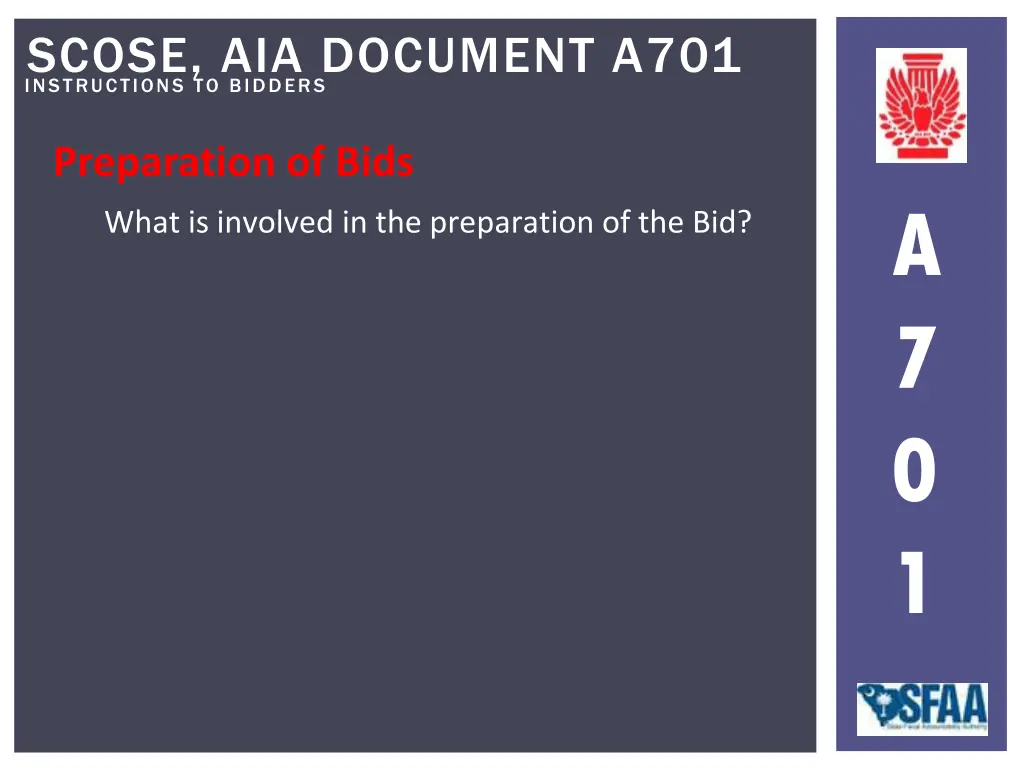 instructions to bidders scose aia document a701 14