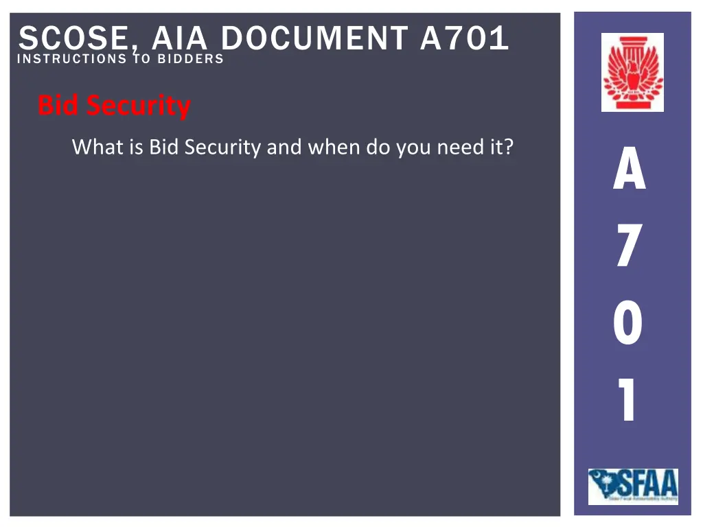 instructions to bidders scose aia document a701 17