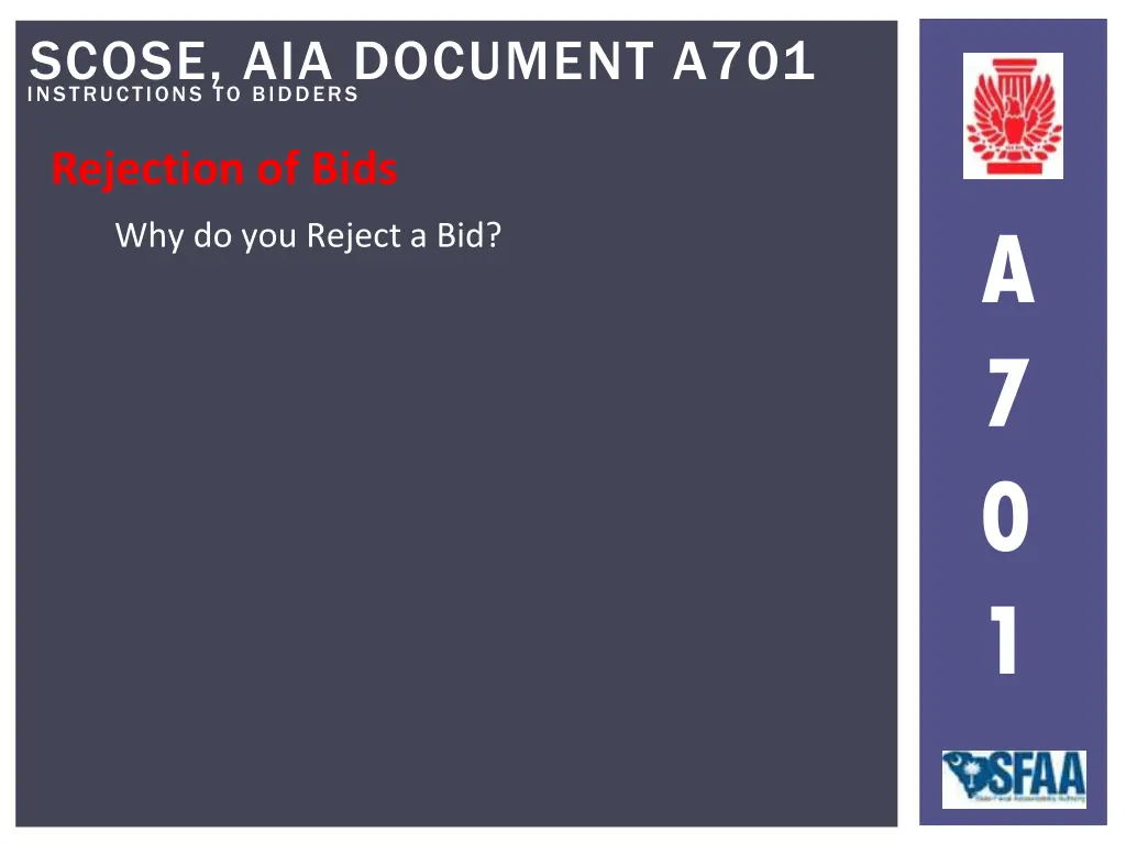 instructions to bidders scose aia document a701 23