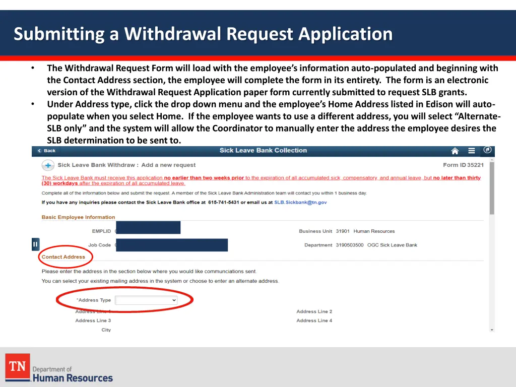 submitting a withdrawal request application 3