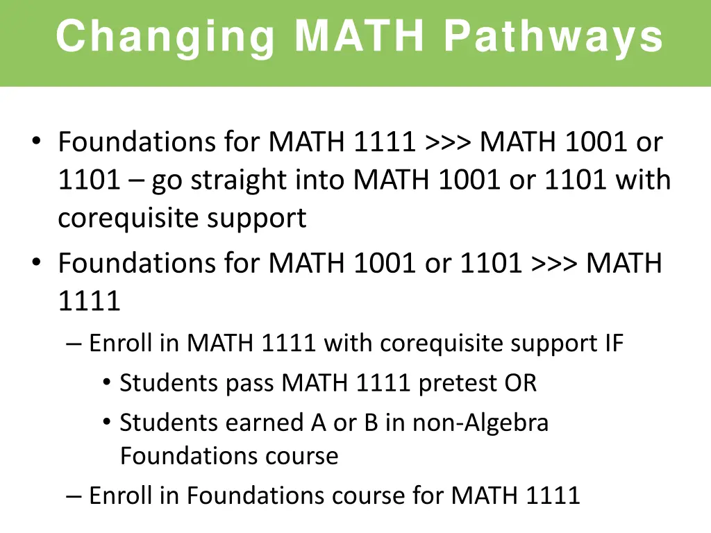 changing math pathways