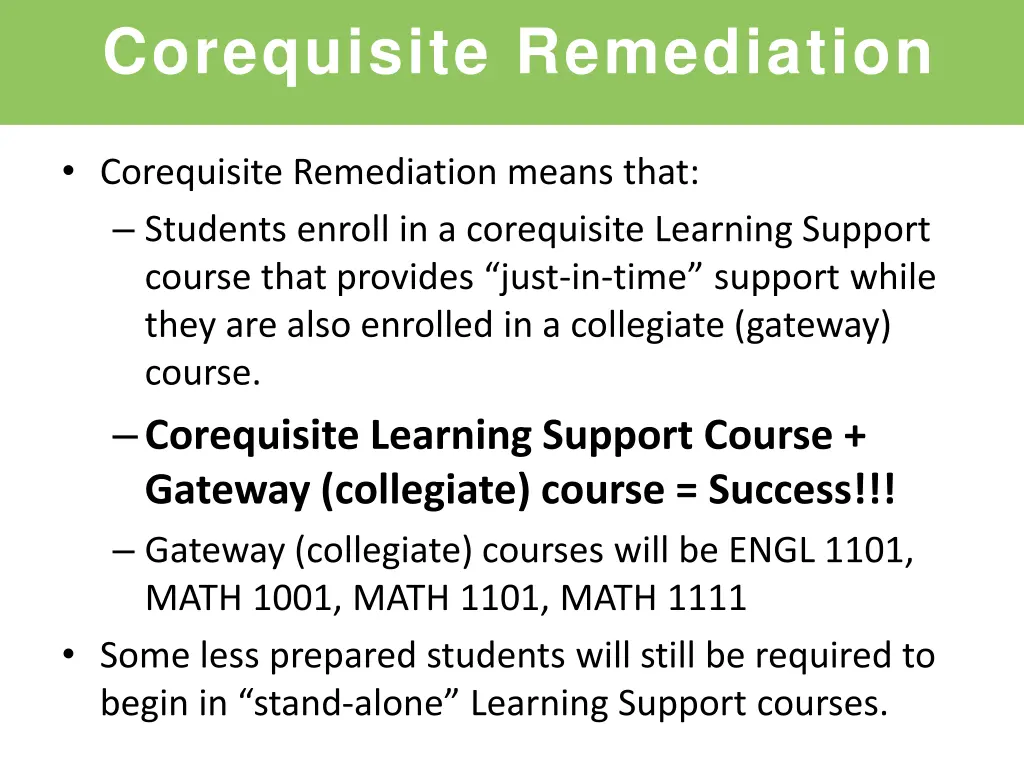 corequisite remediation