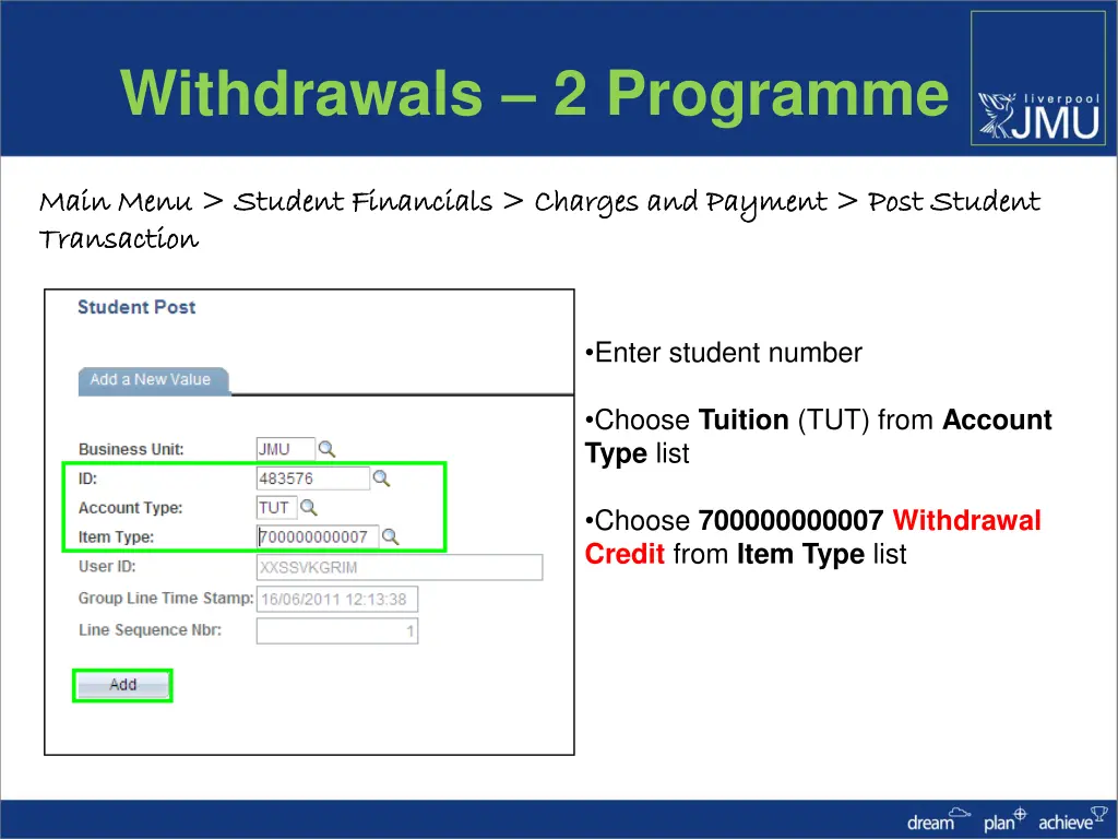 withdrawals 2 programme 1