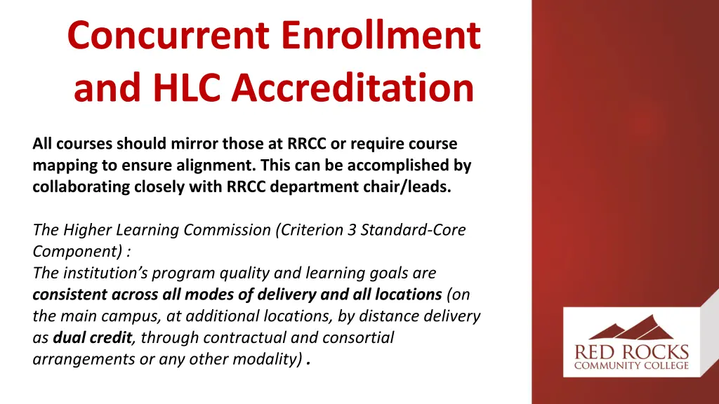 concurrent enrollment and hlc accreditation