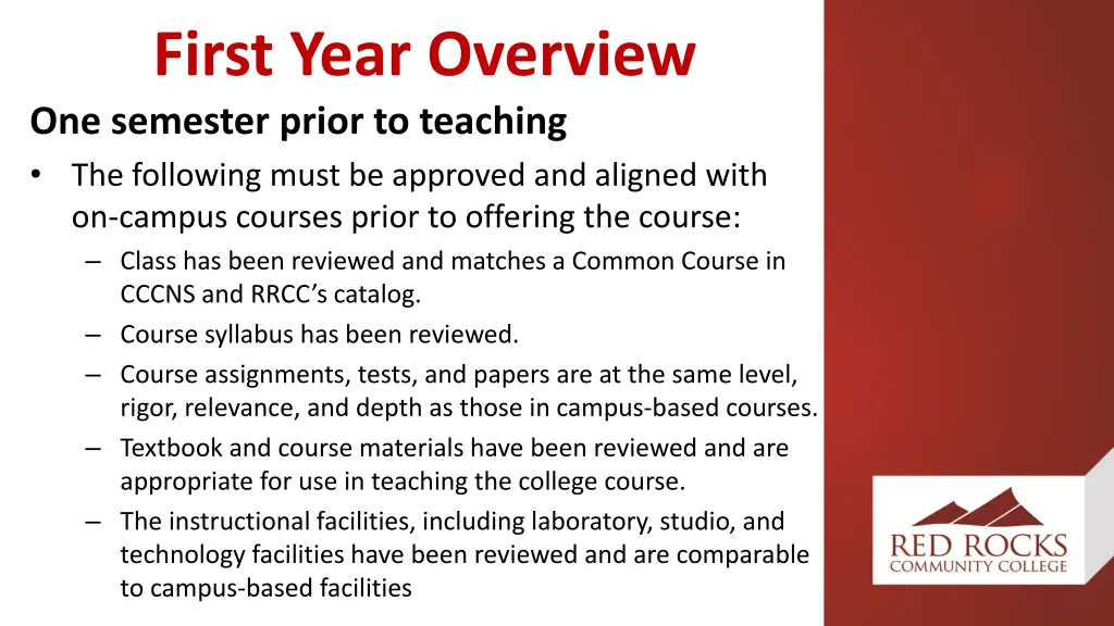 first year overview one semester prior 1