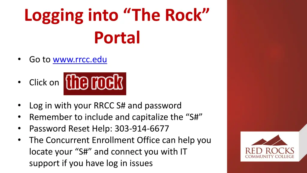 logging into the rock portal