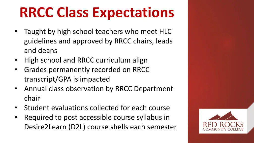 rrcc class expectations