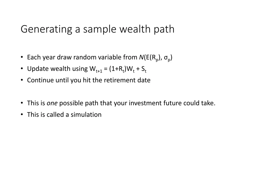 generating a sample wealth path