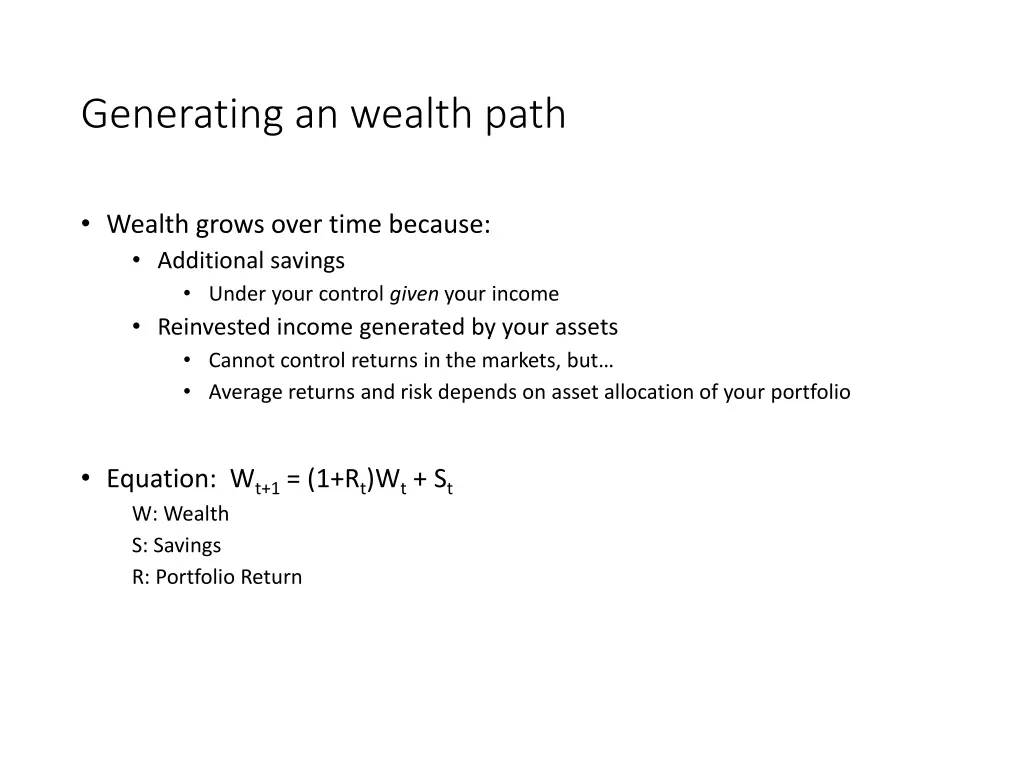 generating an wealth path