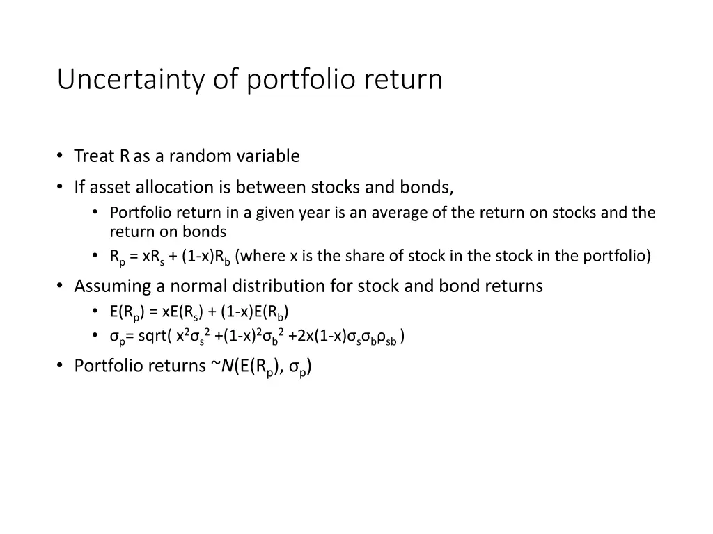 uncertainty of portfolio return