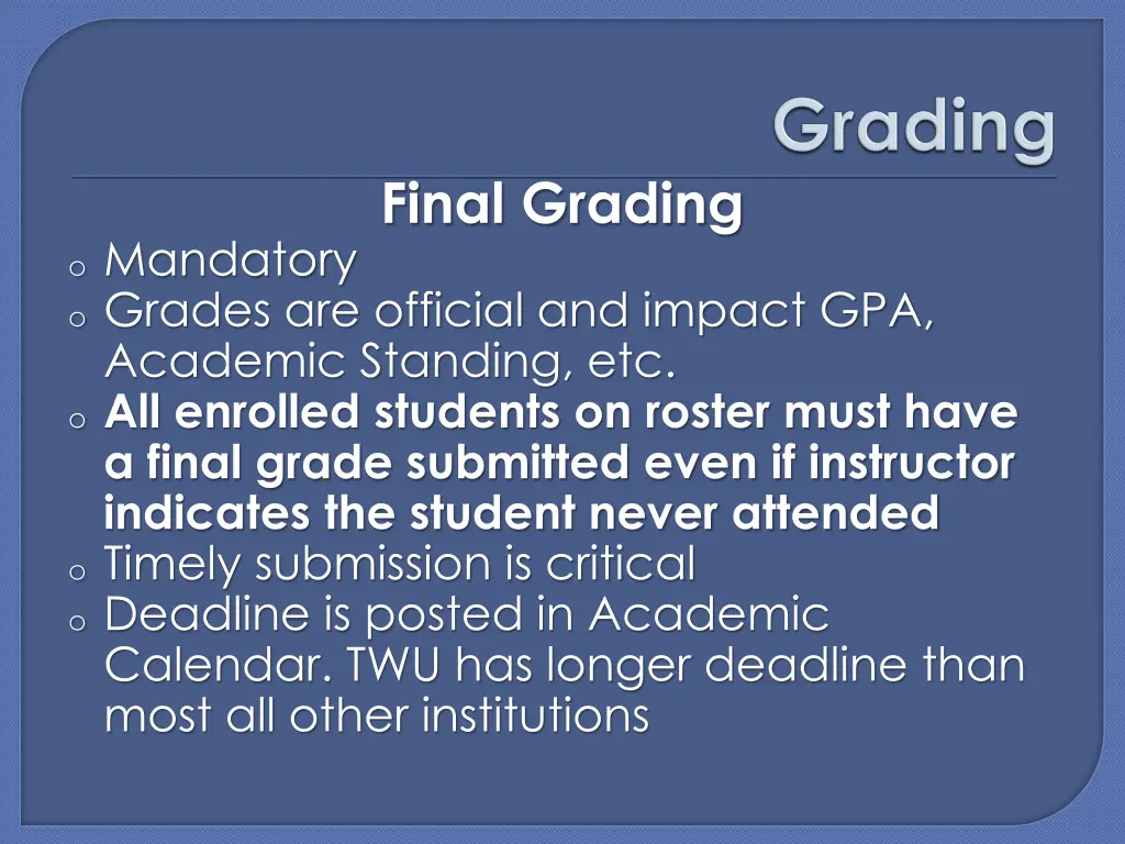 final grading