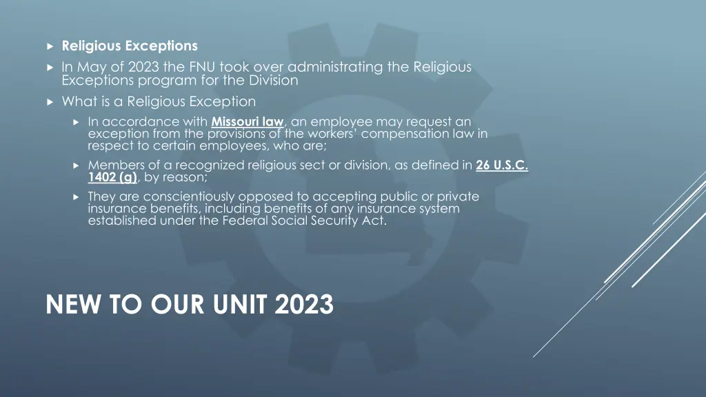 religious exceptions in may of 2023 the fnu took