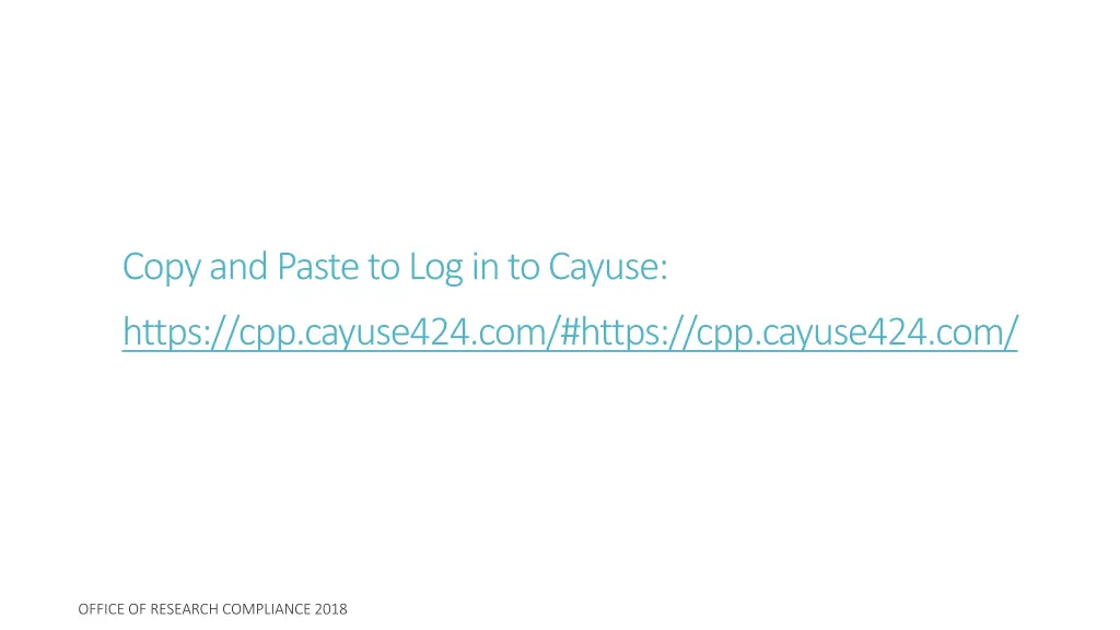 copy and paste to log in to cayuse