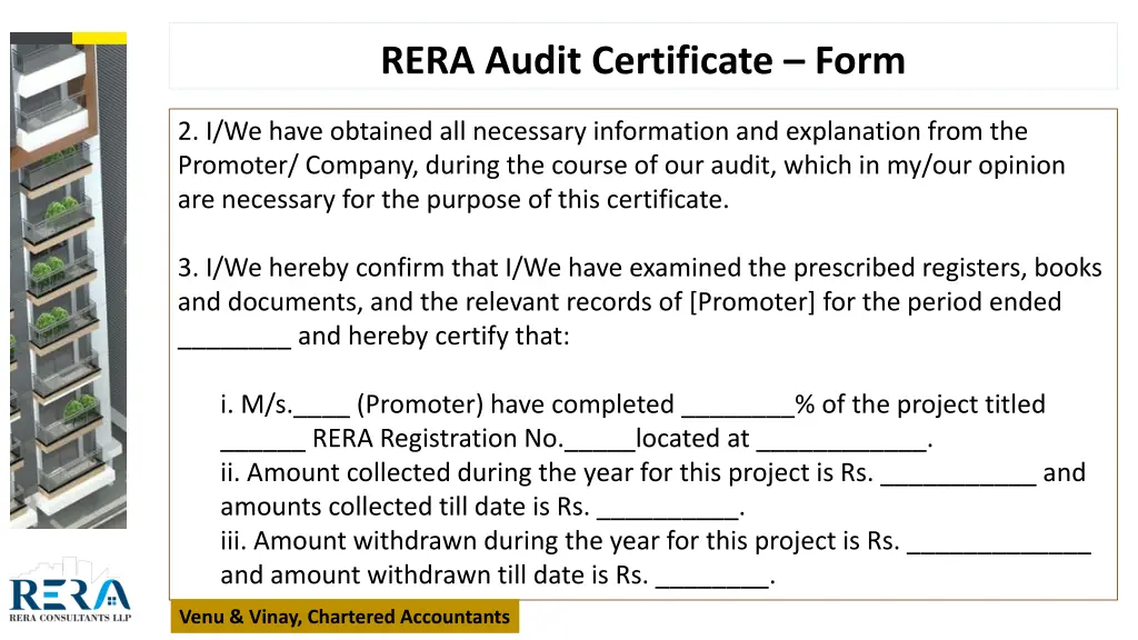 rera audit certificate form 1