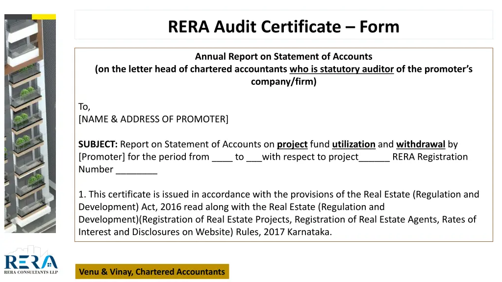 rera audit certificate form