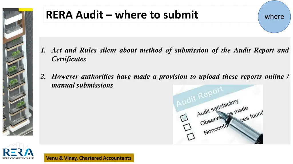 rera audit where to submit