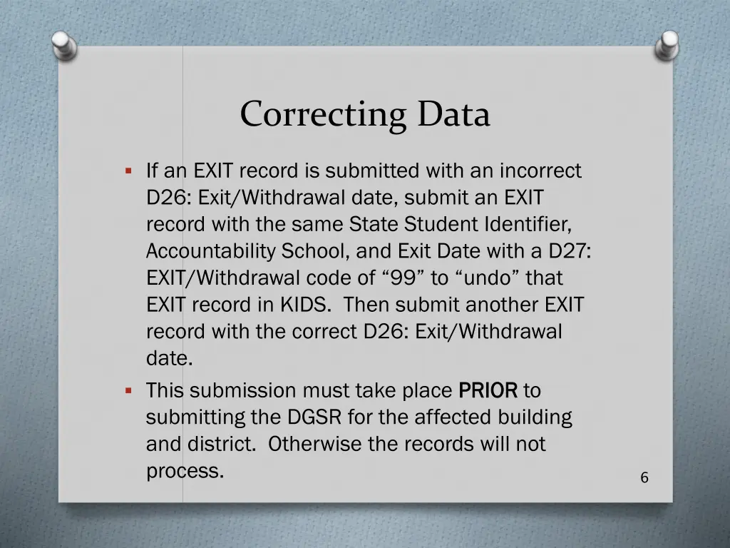 correcting data 1