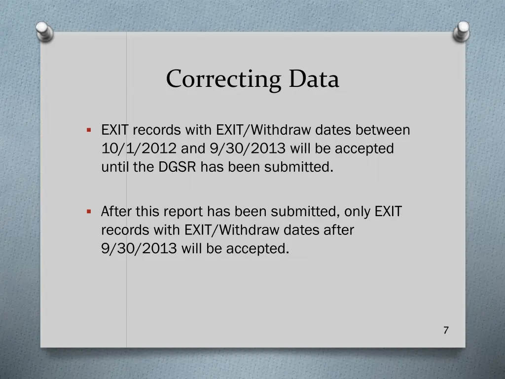 correcting data 2