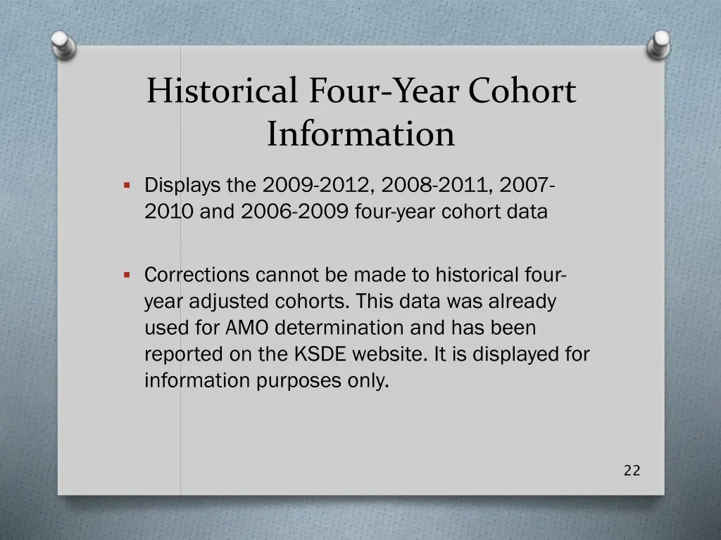 historical four year cohort information