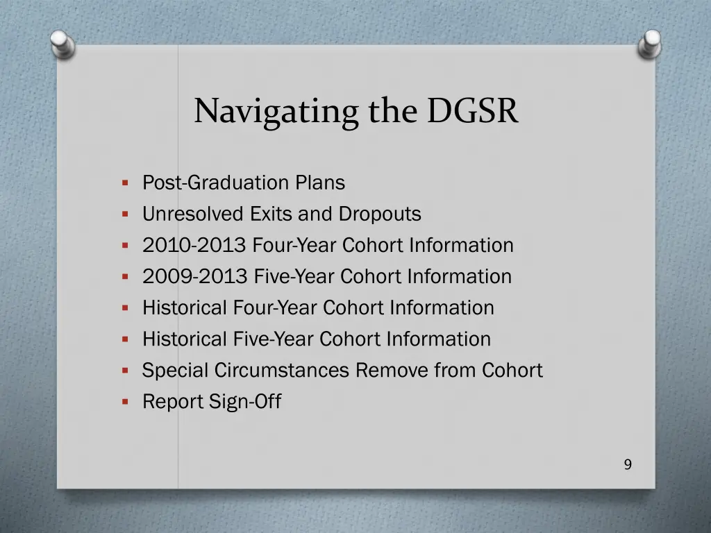 navigating the dgsr