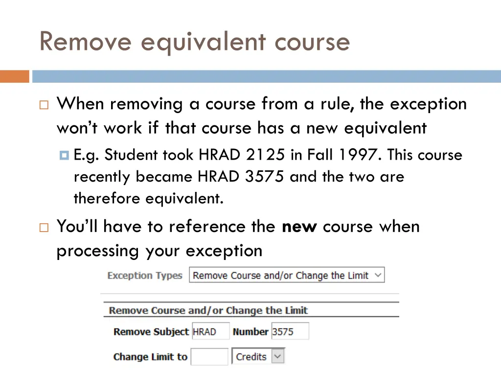 remove equivalent course