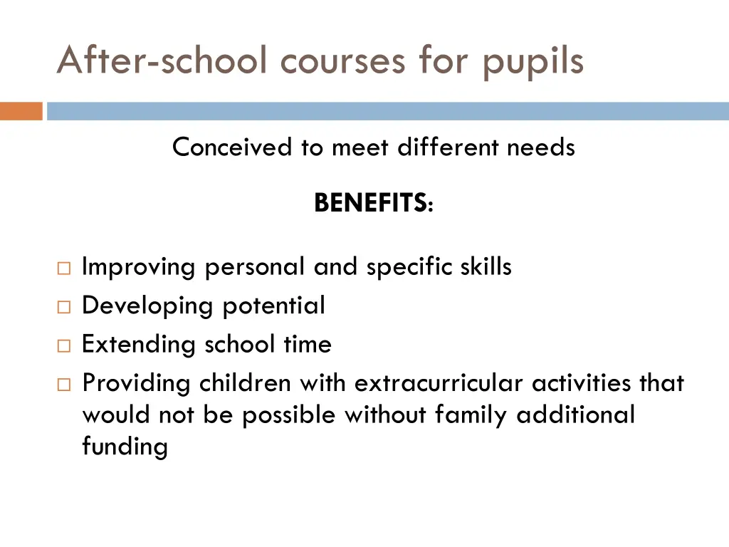 after school courses for pupils