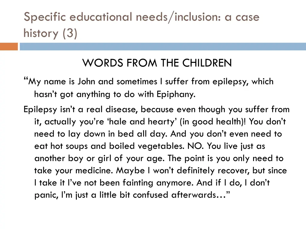 specific educational needs inclusion a case 2