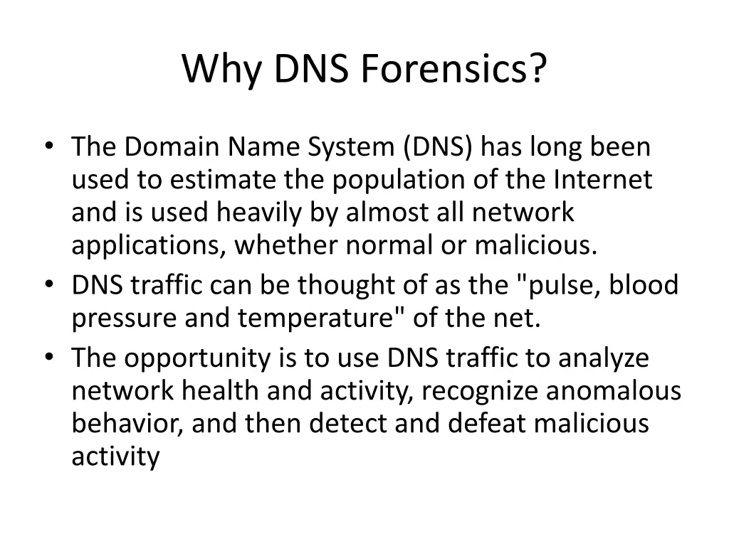 why dns forensics