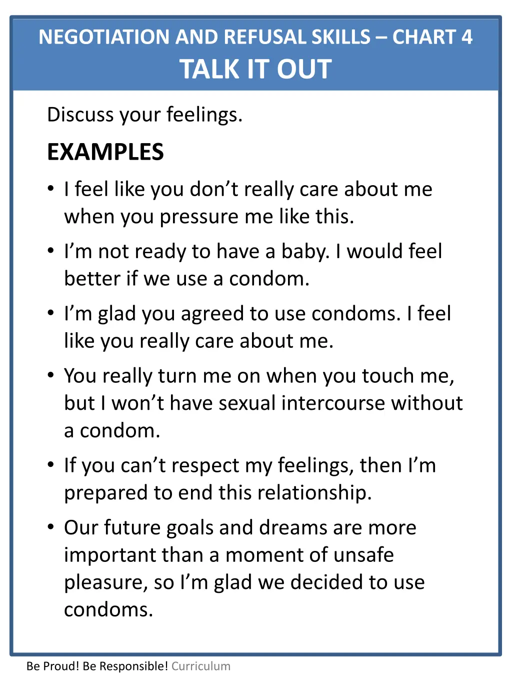 negotiation and refusal skills chart 4 talk it out