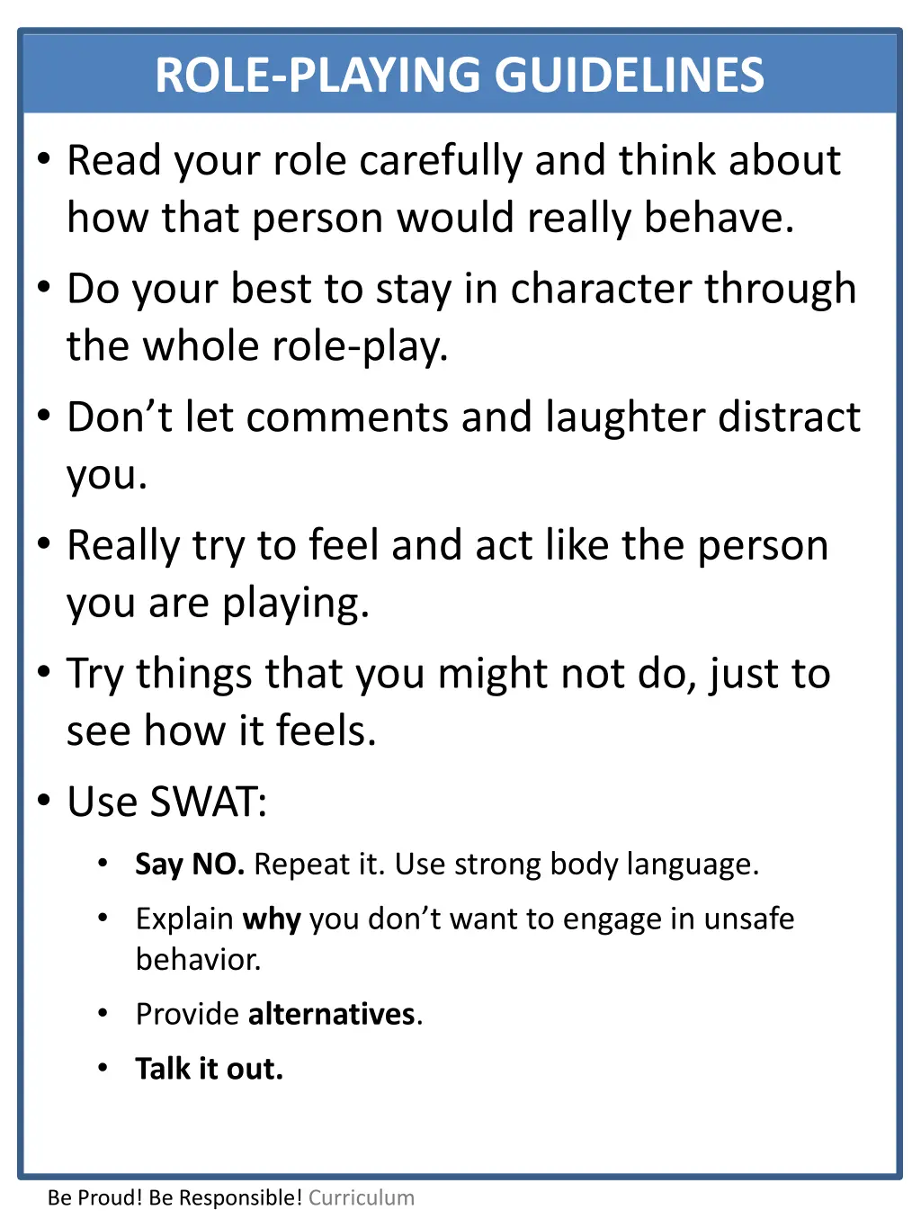 role playing guidelines