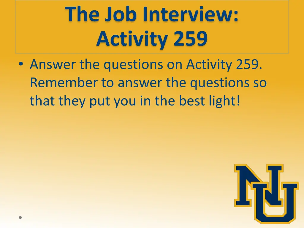 the job interview activity 259 answer