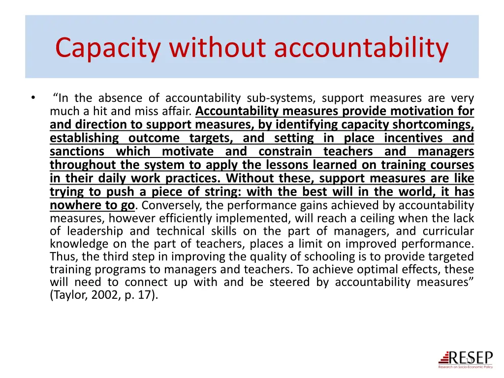 capacity without accountability