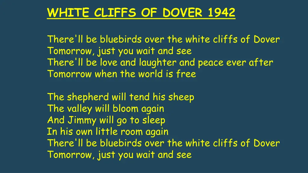 white cliffs of dover 1942