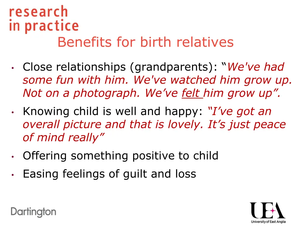 benefits for birth relatives