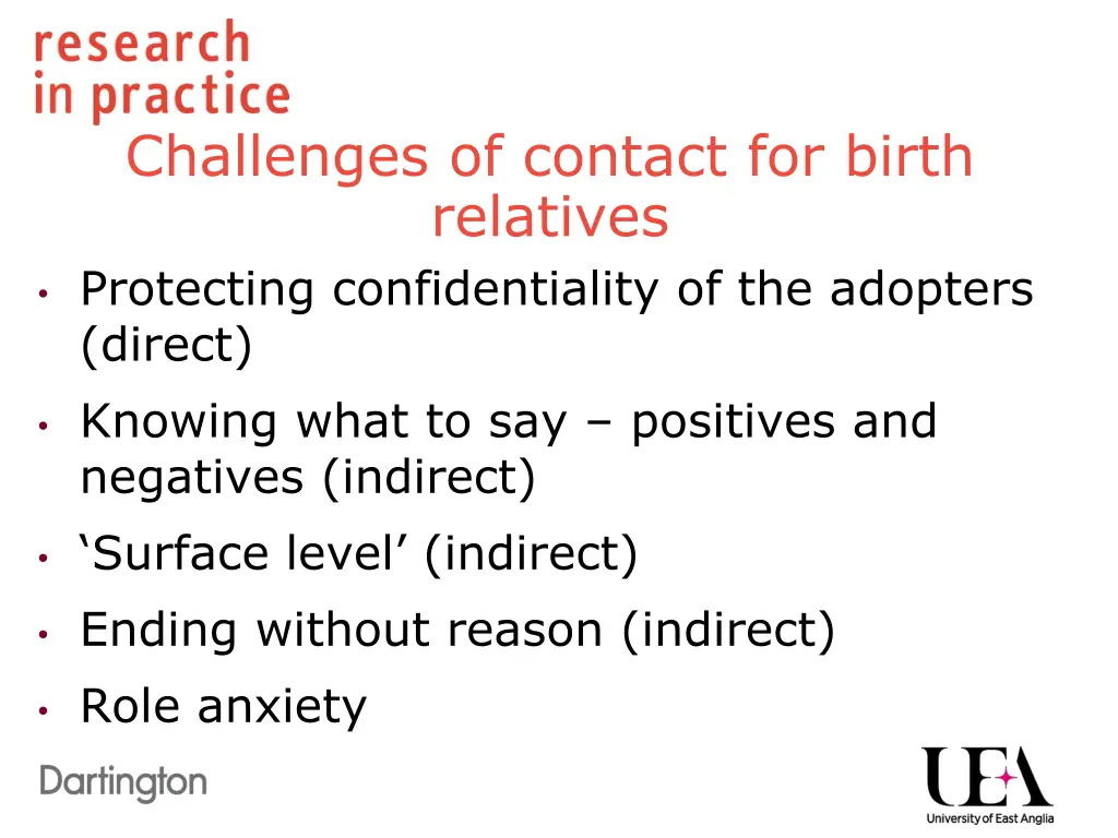 challenges of contact for birth relatives