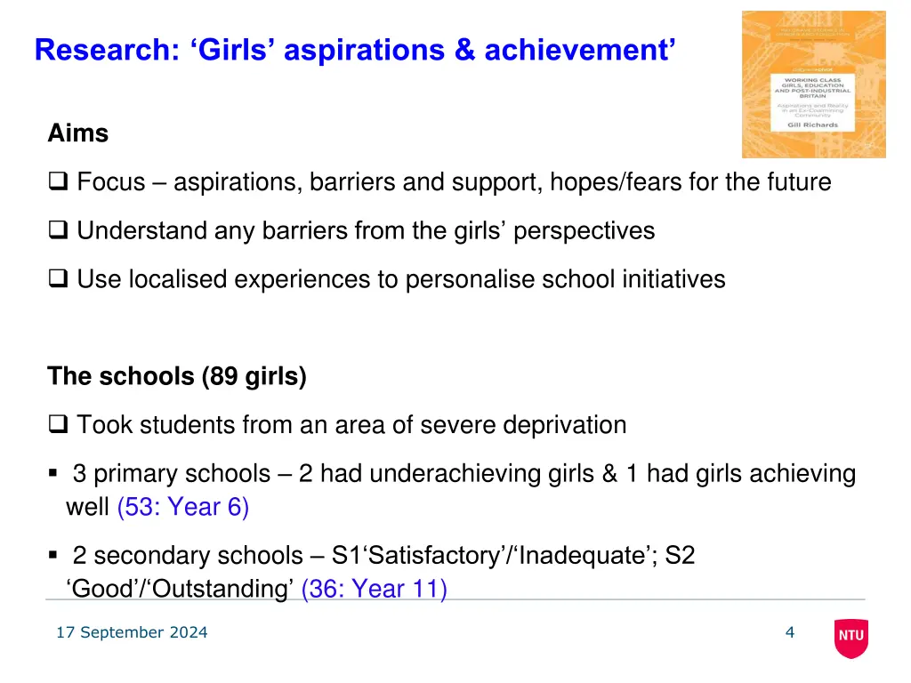 research girls aspirations achievement