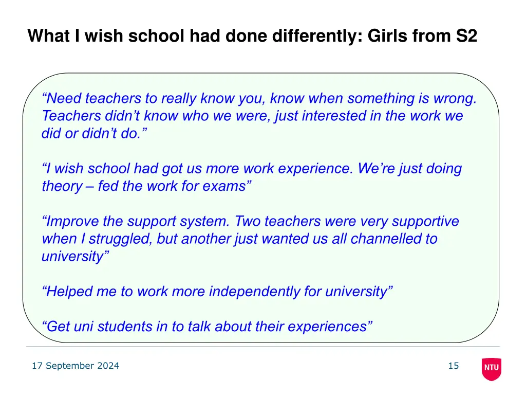 what i wish school had done differently girls 1