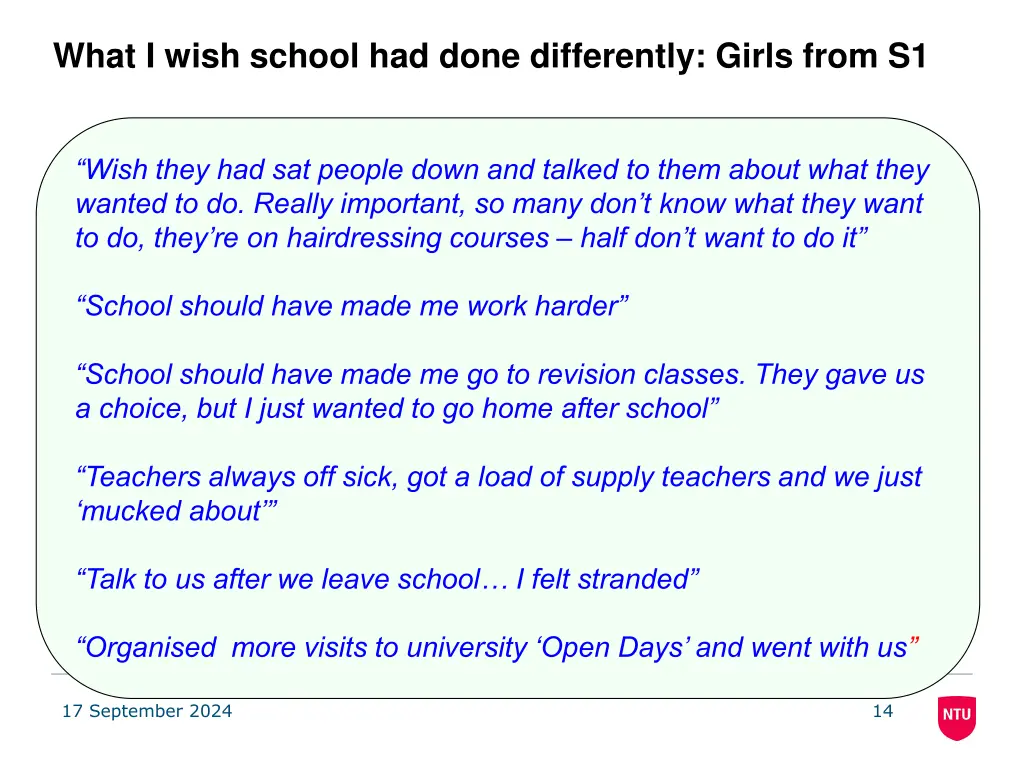 what i wish school had done differently girls