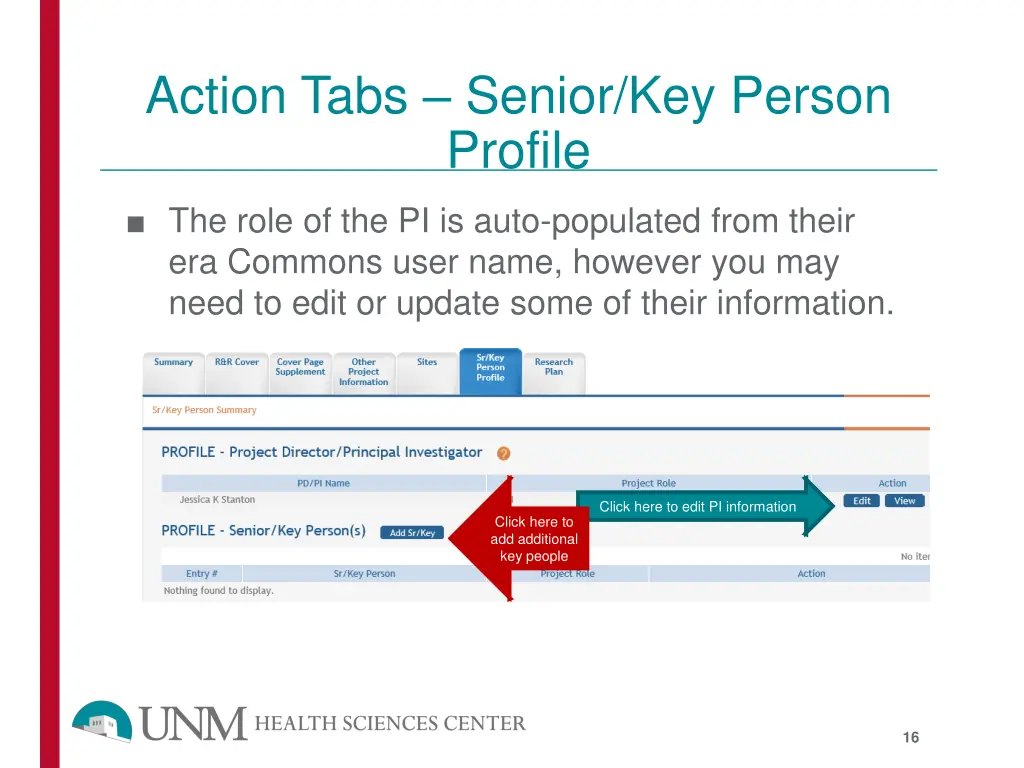 action tabs senior key person profile