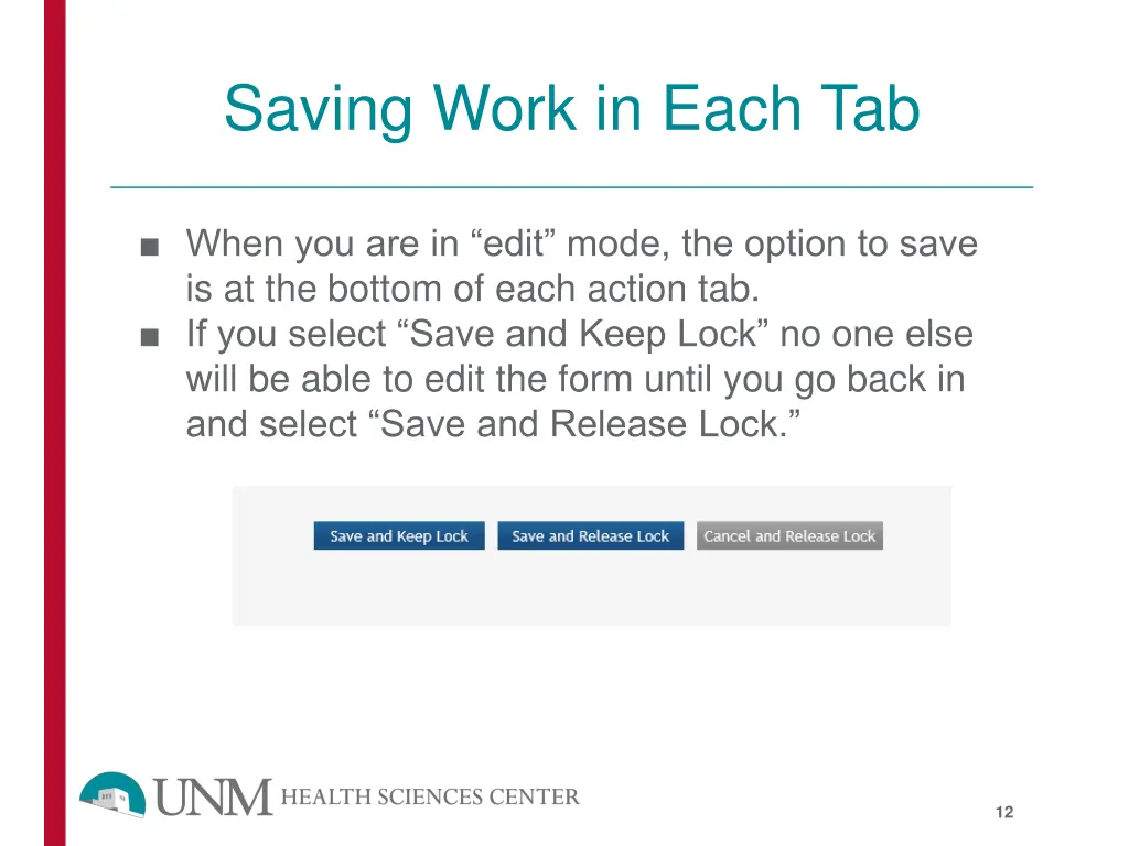 saving work in each tab