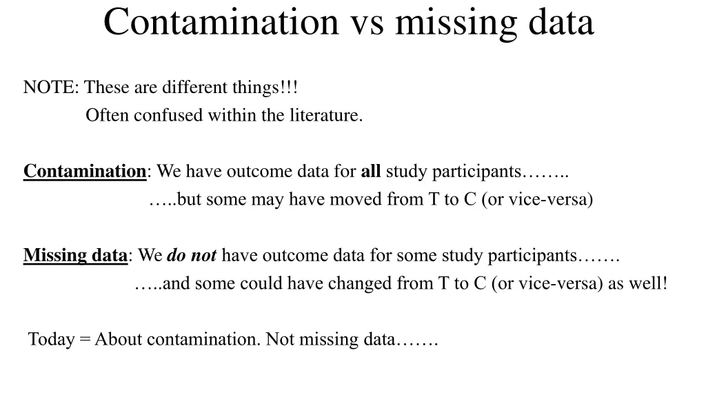 contamination vs missing data