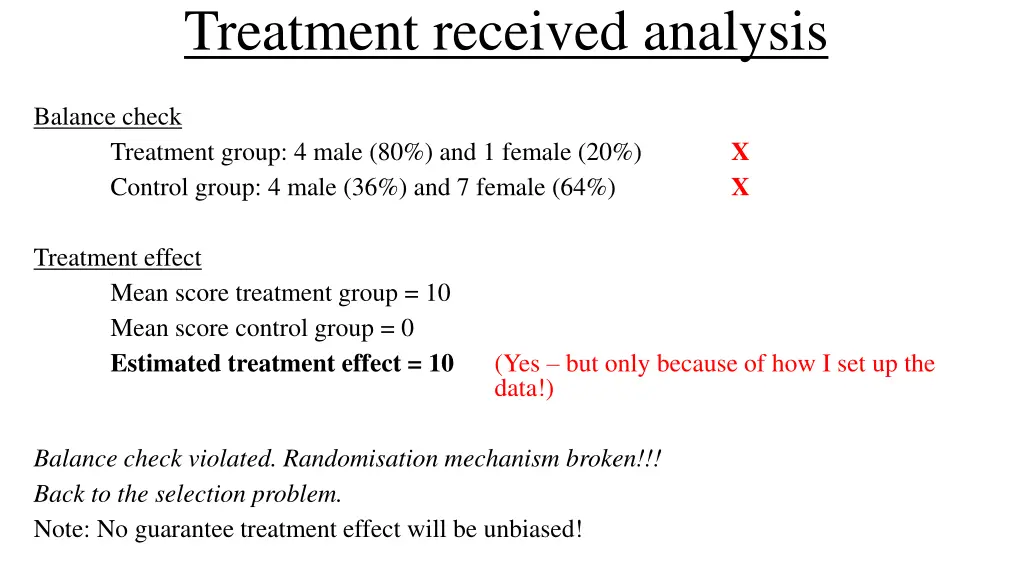 treatment received analysis 2