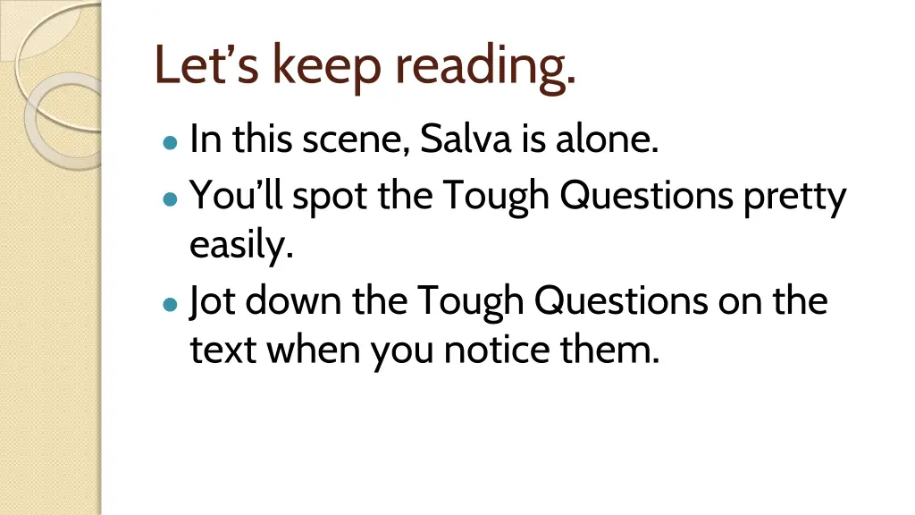 let s keep reading in this scene salva is alone