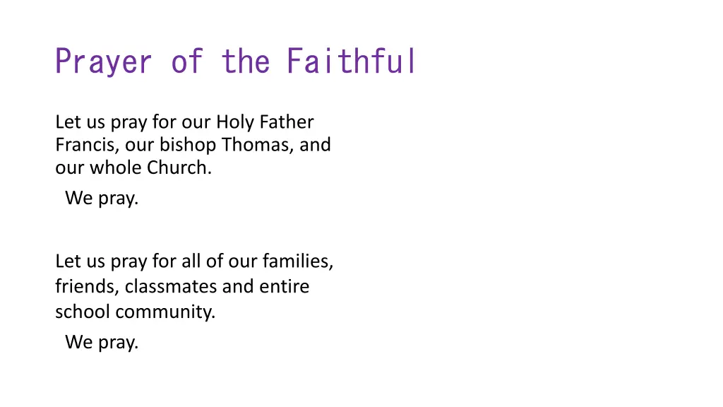 prayer of the faithful