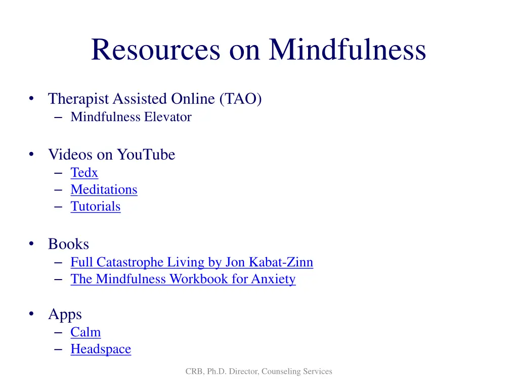 resources on mindfulness