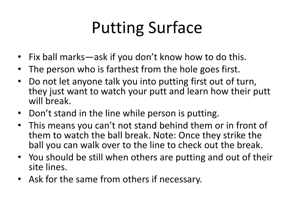 putting surface