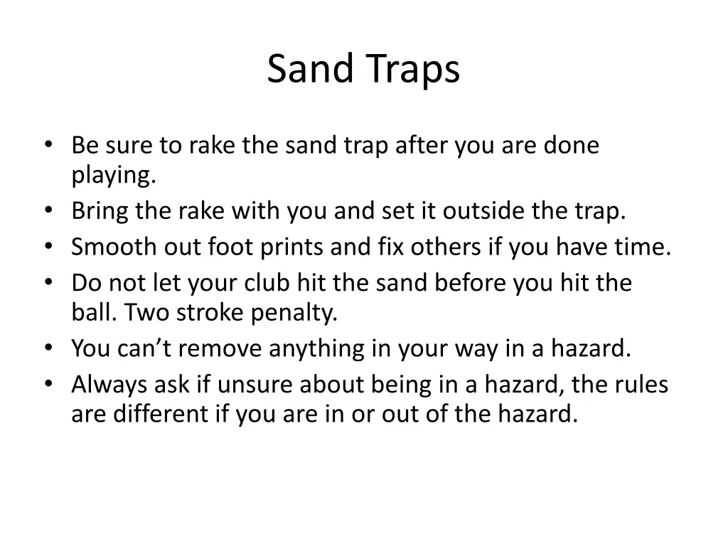 sand traps