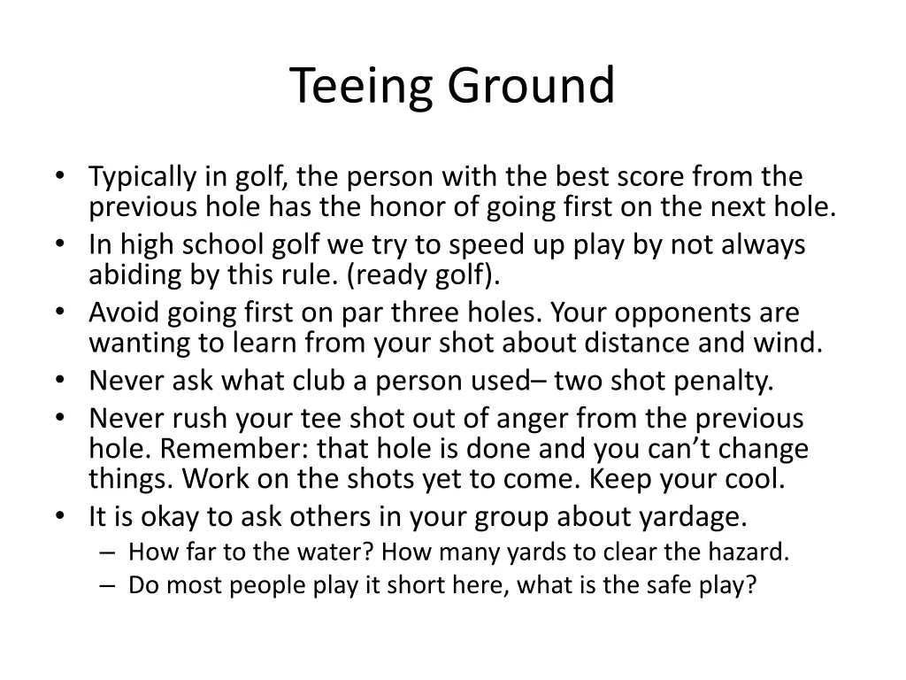 teeing ground